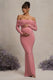 Pretty Perfect | Blush Pink Maternity Ruched Mesh Bardot Maxi Dress - Club L 