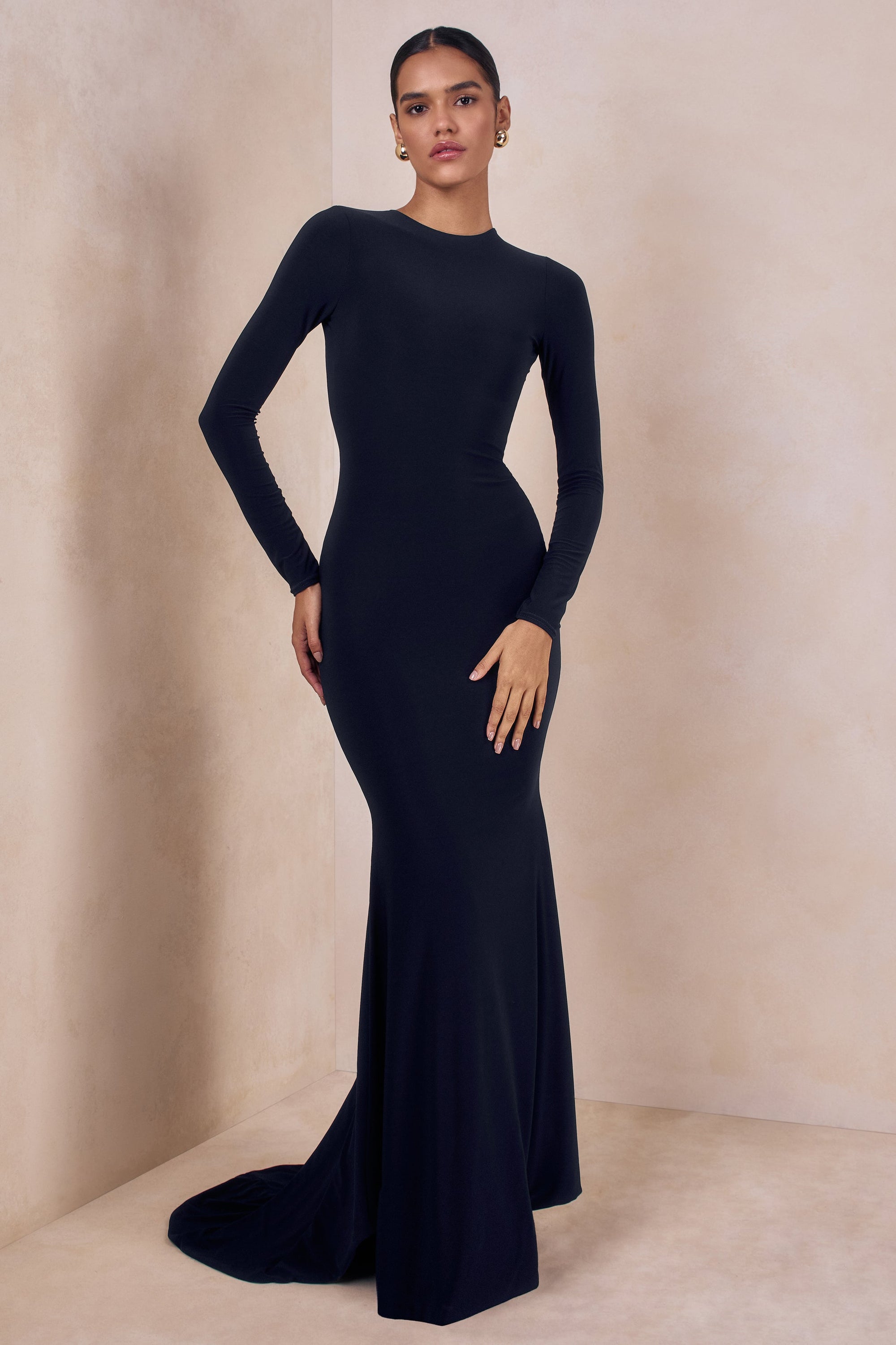 ECM_HR_CL126332015 - One Step Ahead | Navy Long Sleeve Backless Fishtail Maxi Dress 01.jpg