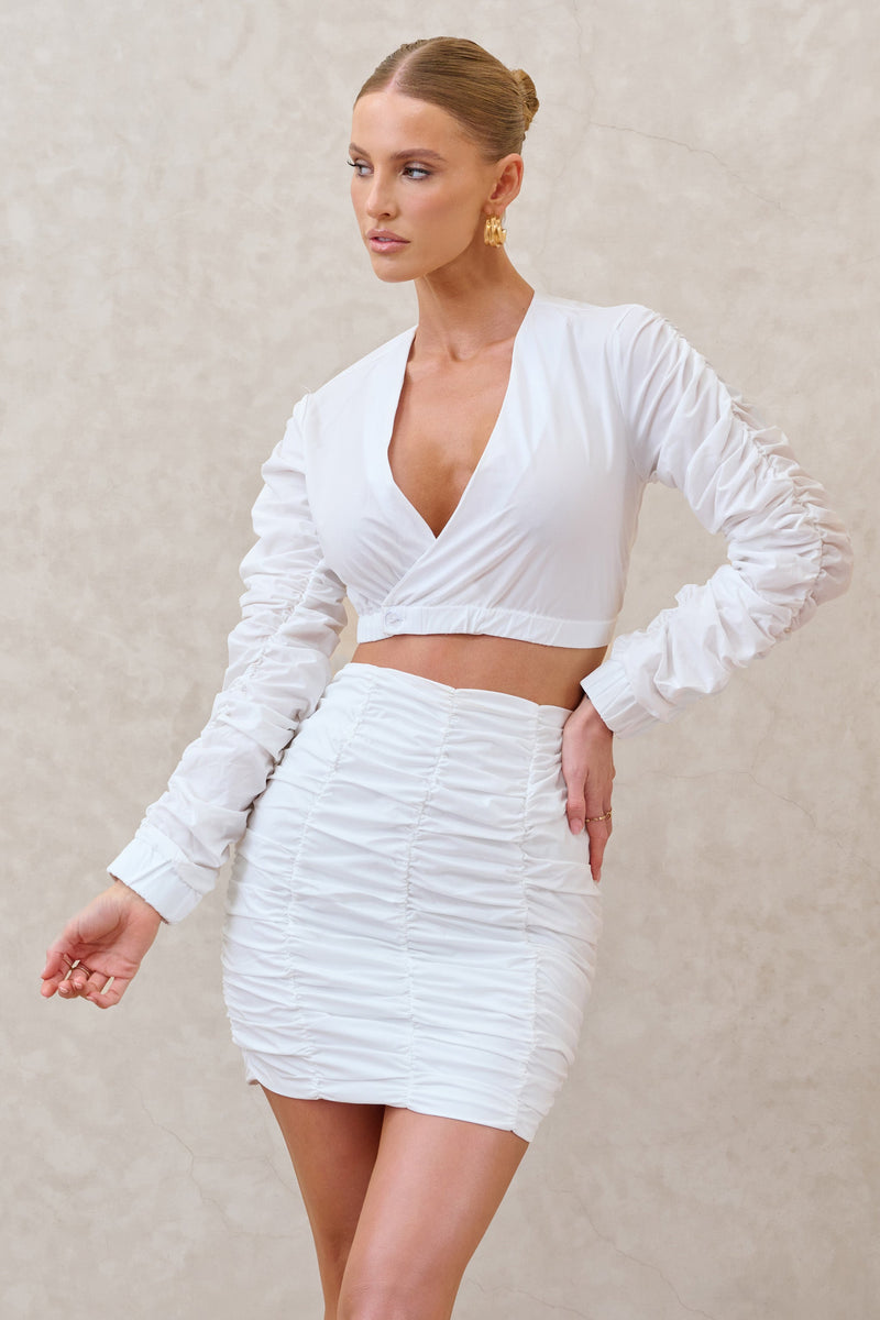 Break Of Day | White Ruched Mini Skirt - Club L 