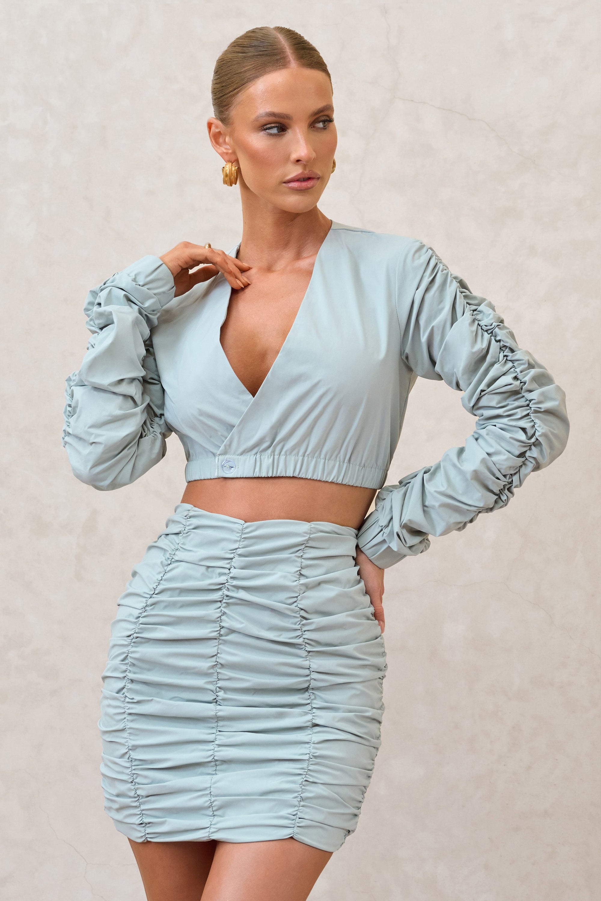 Break Of Day | Sage Ruched Mini Skirt - Club L 