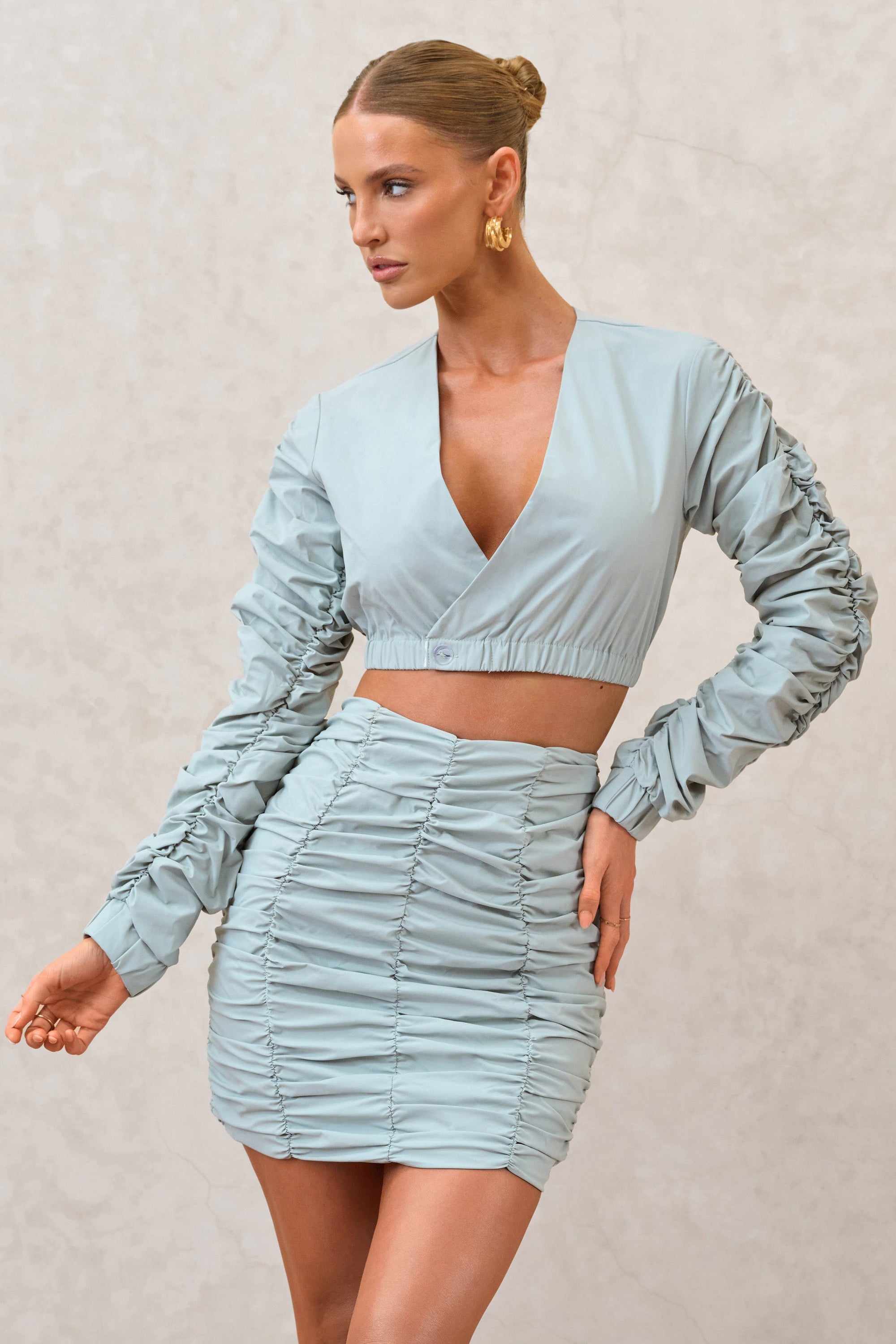 Break Of Day | Sage Ruched Mini Skirt - Club L 