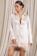 Step It Up | Ivory Satin Shirt Mini Dress With Feather Trim - Club L 