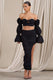 Holiday | Black Ruched Asymmetric Maxi Skirt - Club L 