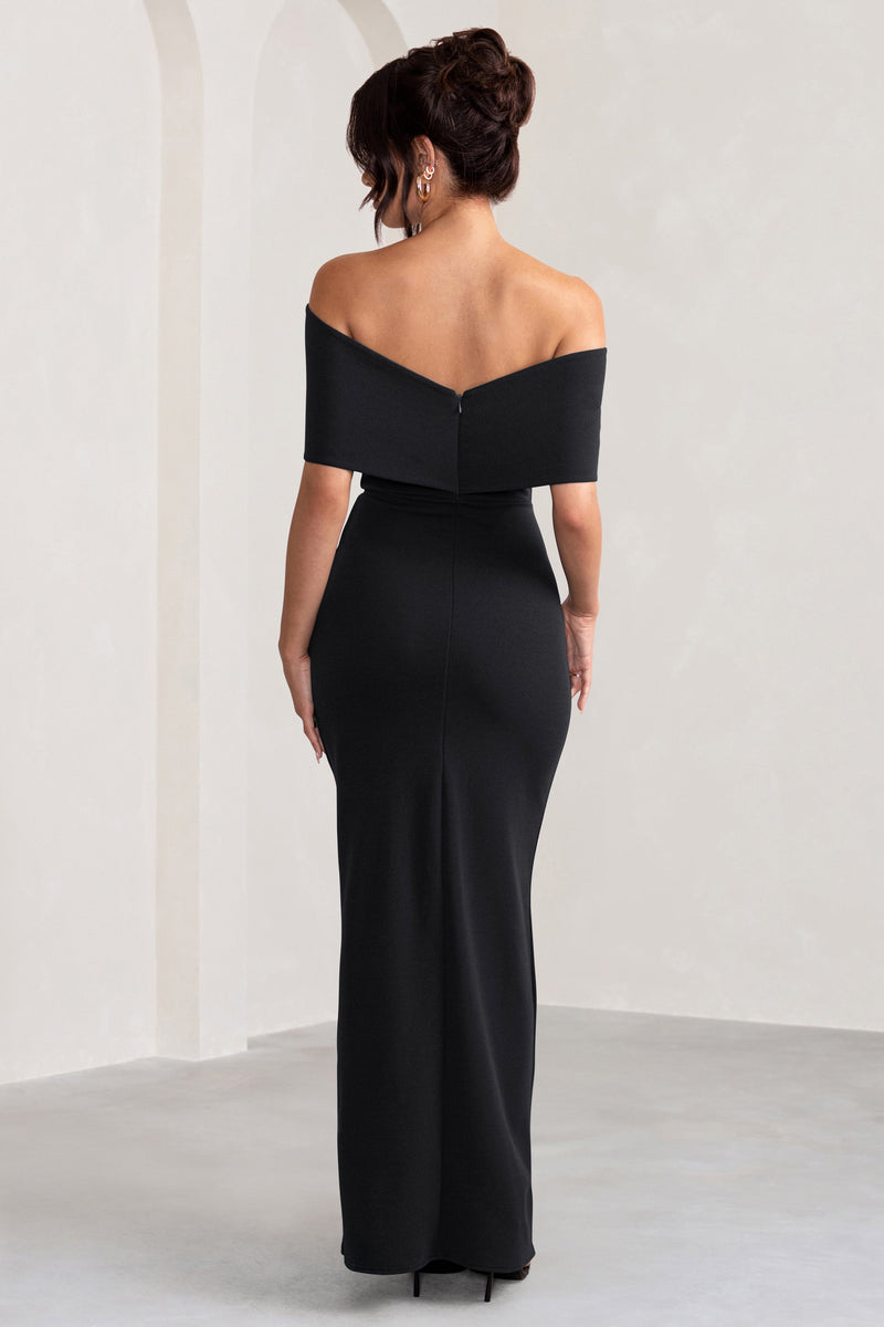 WB_BR_CL127770-EvaBlackBardotBowDetailMaxiDressWithThighSplit3