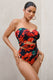 Oyster | Multi Print Wrapped Bardot Swimsuit - Club L 