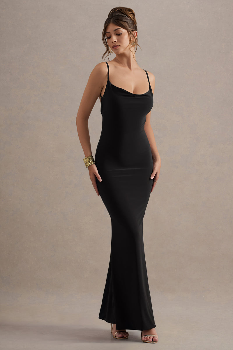 BR_CL128401002 - Francoise | Black Cowl Neck Backless Maxi Dress With Lace Insert0.jpg