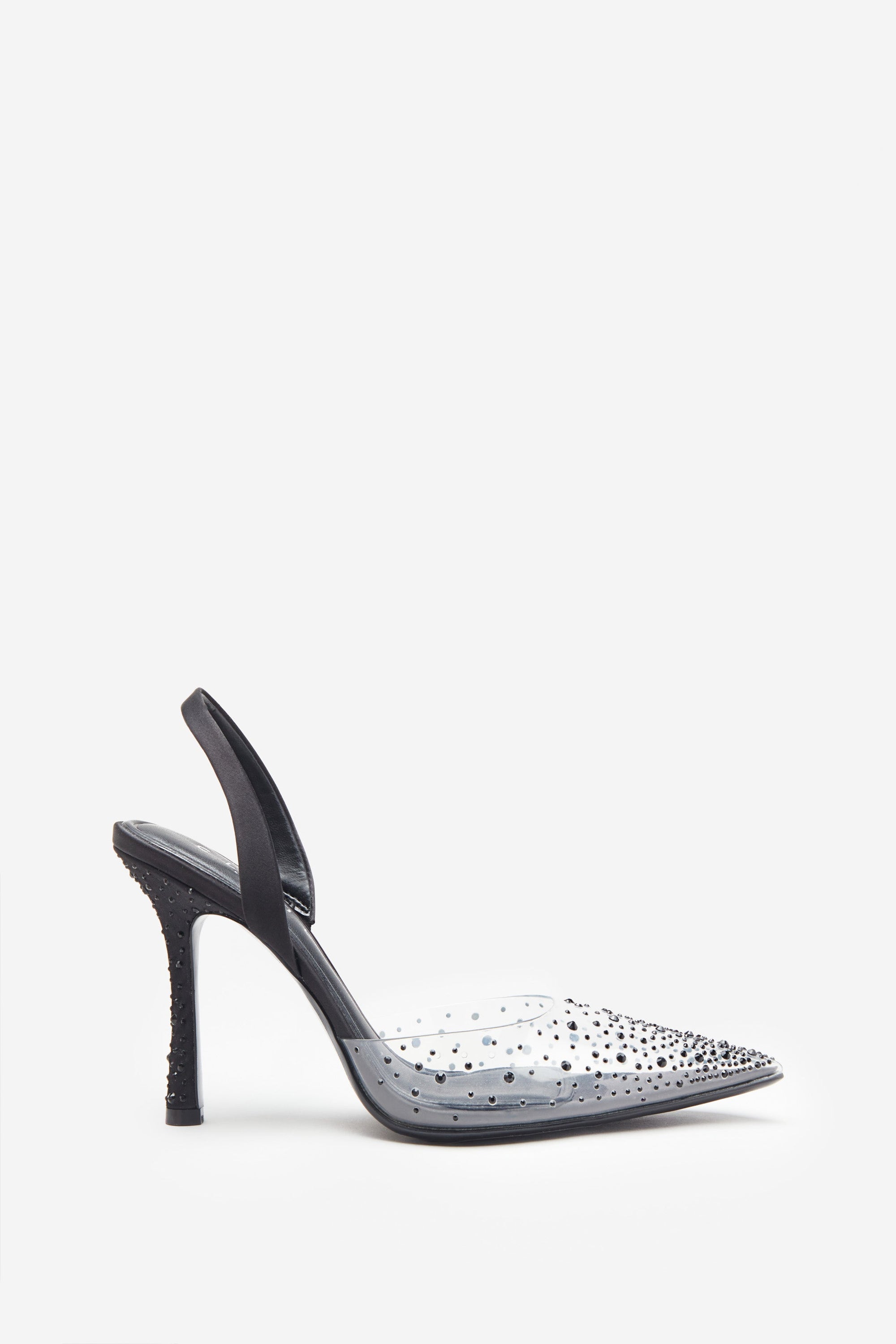 Covergirl | Black Diamante Sling Back Pointed Heels - Club L 