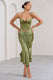 Per Favore | Olive Satin Ruched Split Maxi Skirt - Club L 
