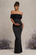 Inflorescence | Black Mesh Floral Bardot Maternity Maxi Dress - Club L 