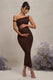 Salome | Chocolate Brown Twisted Asymmetric Maternity Midi Dress - Club L 