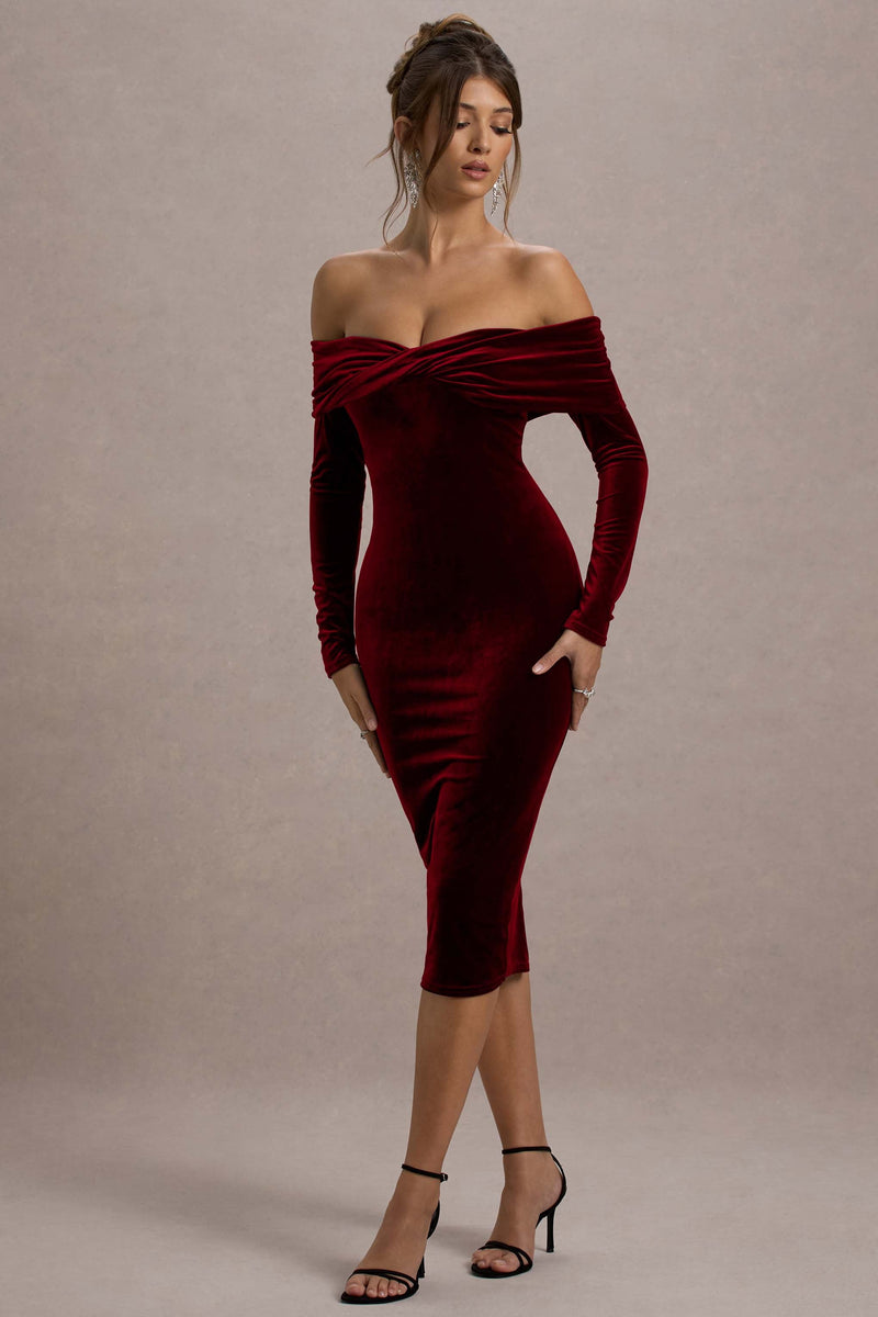 WB_CL130062037-Compliment_BerryVelvetBardotMidiDress2_RECOLOURED