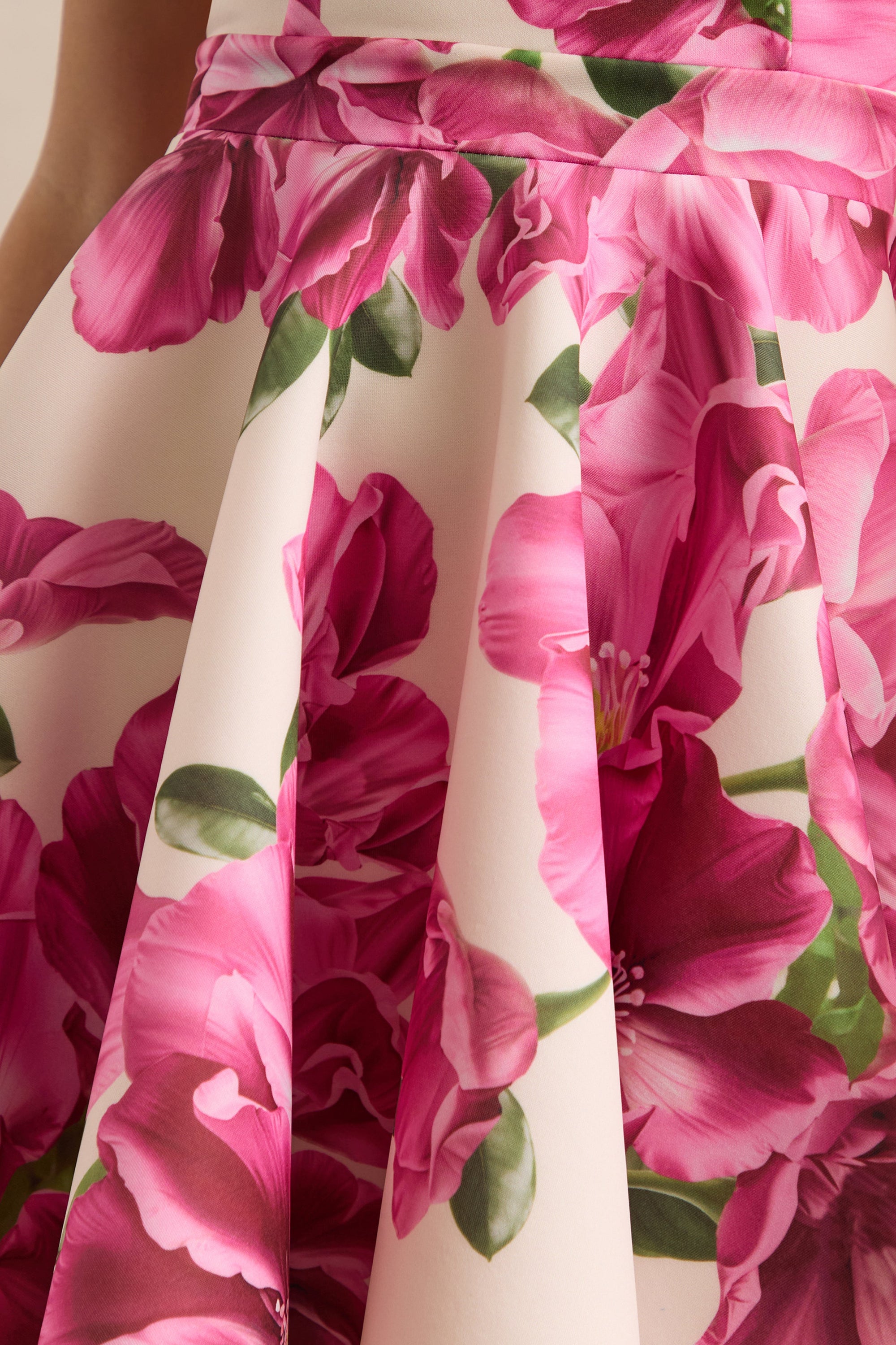 Waverly | Pink Rose Print Racer-Neck Sleeveless Skater Mini Dress - UK 4 / PINK AND WHITE