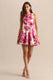 Waverly | Pink Rose Print Racer-Neck Sleeveless Skater Mini Dress - UK 4 / PINK AND WHITE