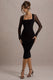 Off Track | Black Bodycon Midi Dress With Sheer Sleeves - Club L 
