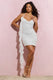 Take It In | White Chiffon Mini Dress With Corsage & Ruffle - Club L 