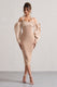 Couture Client | Champagne Halter-Neck Puff Sleeve Midi Dress - Club L 