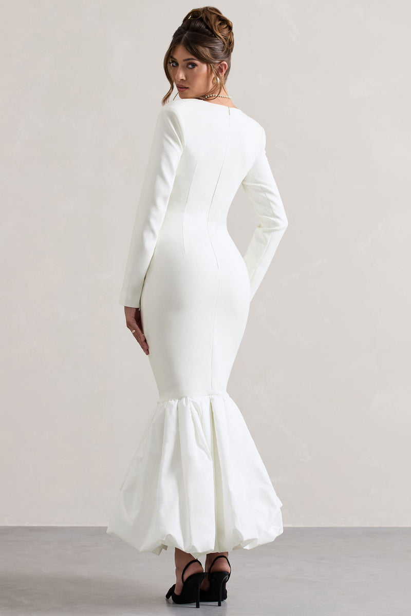 London | Cream Sweetheart Maxi Dress With Volume Hem - Club L 