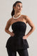 Century | Black Satin Strapless Button Front Corset Top - Club L 