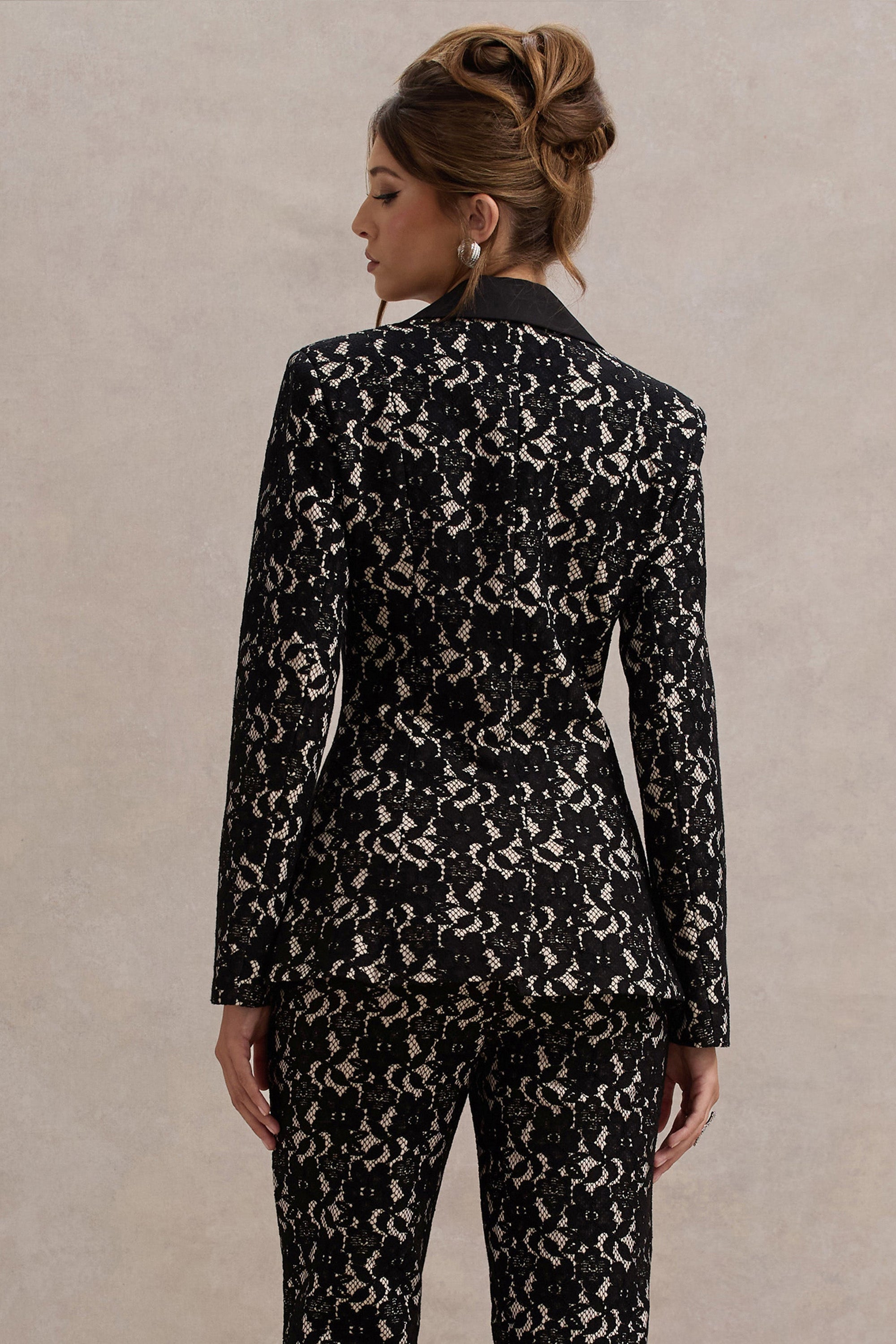 Kennedy | Black Lace Tailored Blazer - Club L 