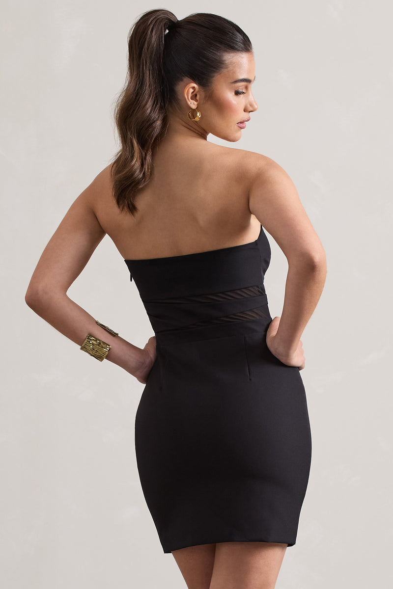 Indie | Black Bodycon Bandeau Mini Dress With Cut-Outs - Club L 