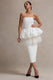 Jones | White Strapless Midi Dress With Tulle Peplum Waist - Club L 
