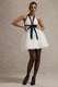 Eclair | Black & White Plunge-Neck Mini Dress With Tulle Skirt - Club L 