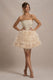 Peaches | Champagne Strapless Mini Dress With Volume Feather Hem - Club L 