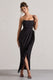 Chosen | Black Bandeau Wrap Maxi Dress With Feather Trim - Club L 