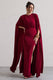 Ilaria | Berry Cape Sleeve Split Maxi Dress - Club L 