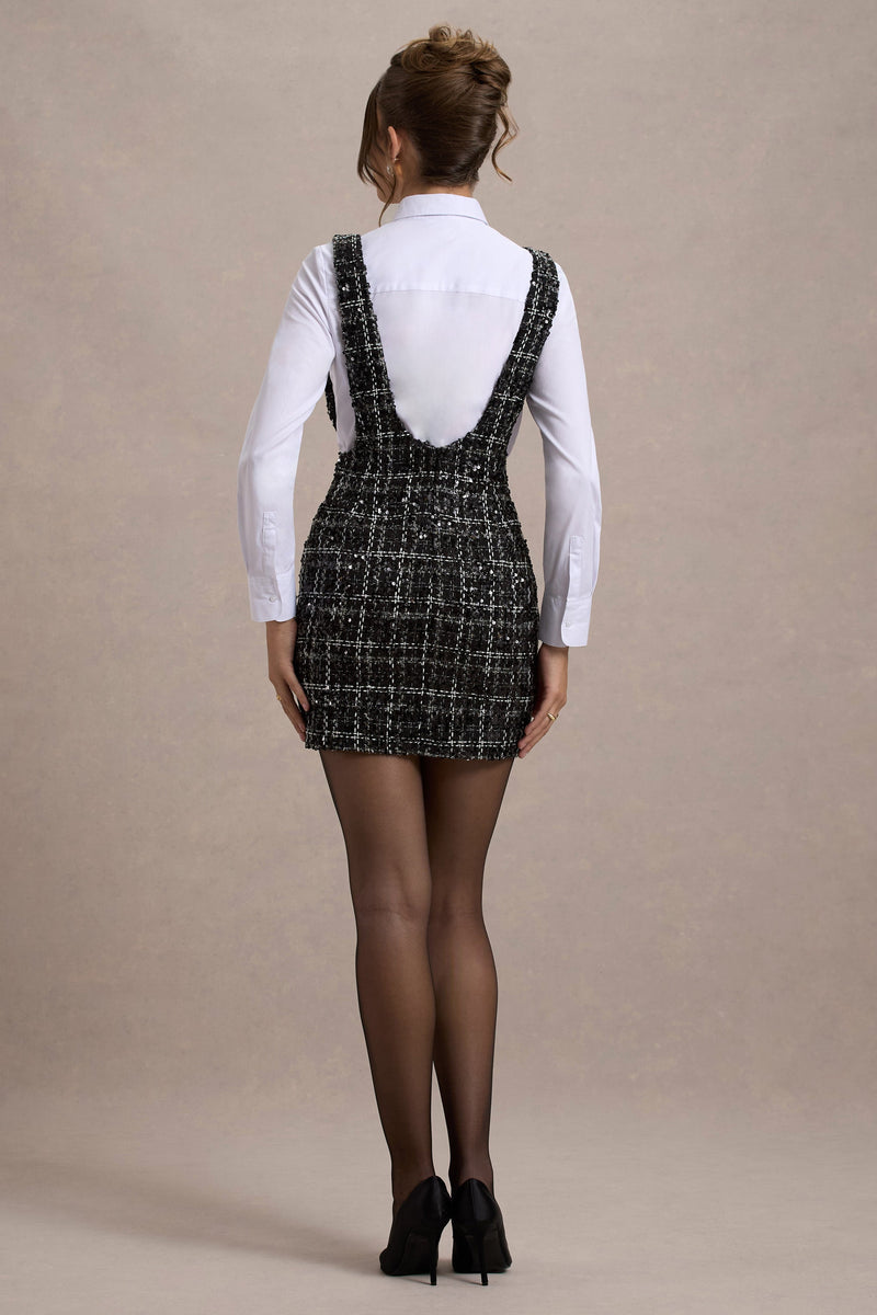 Oxford | Black Boucle Sleeveless Pinafore - Club L 