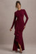 Alayna | Berry Long-Sleeve Maxi Dress With Ruffled Split - Club L 