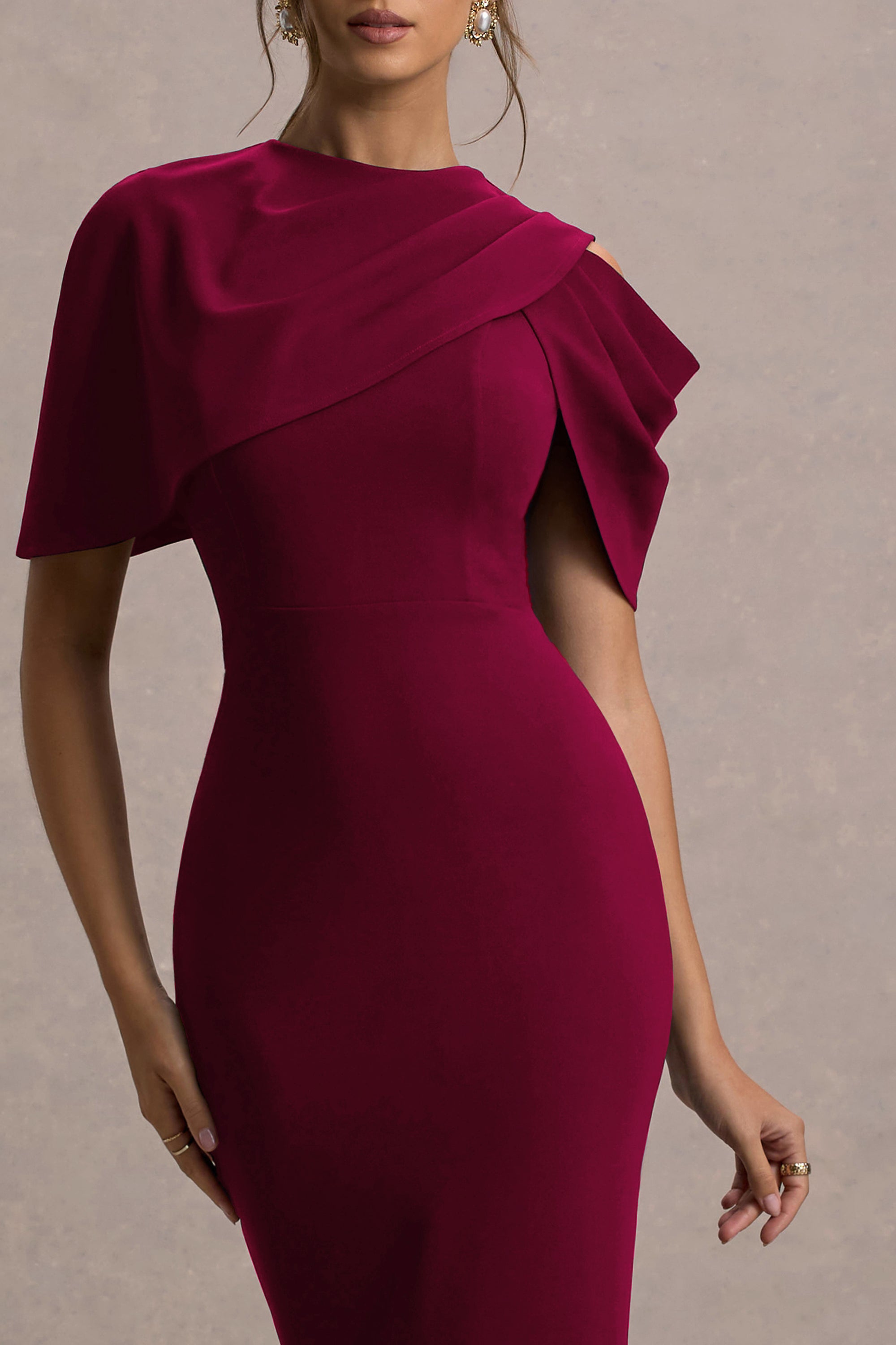 CC_HR_CL135270037 - Dorothea  - Berry Draped Midi Dress With Cape_detail.jpg