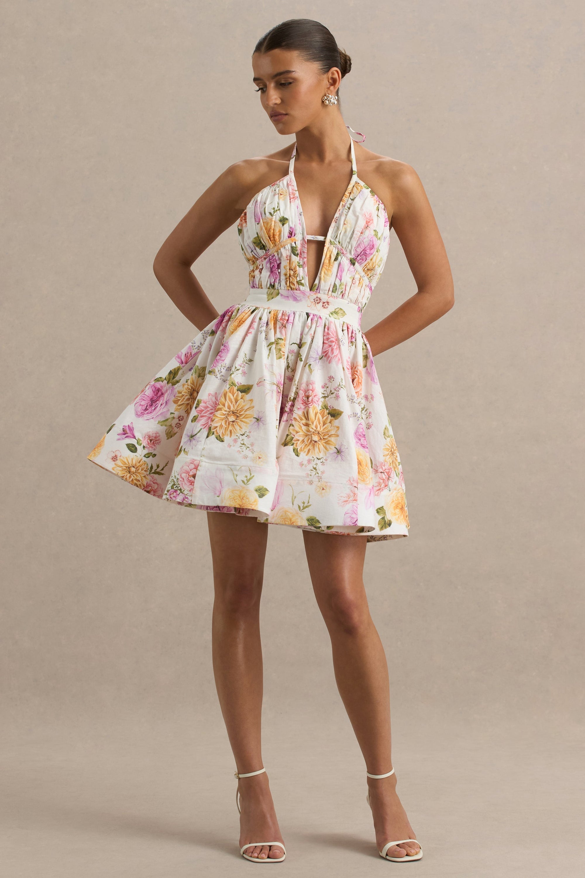 HR_CL136185266 - Kasey _ Cream Floral Print Halter-Neck Mini Dress With Ruffle Detail 8.jpg