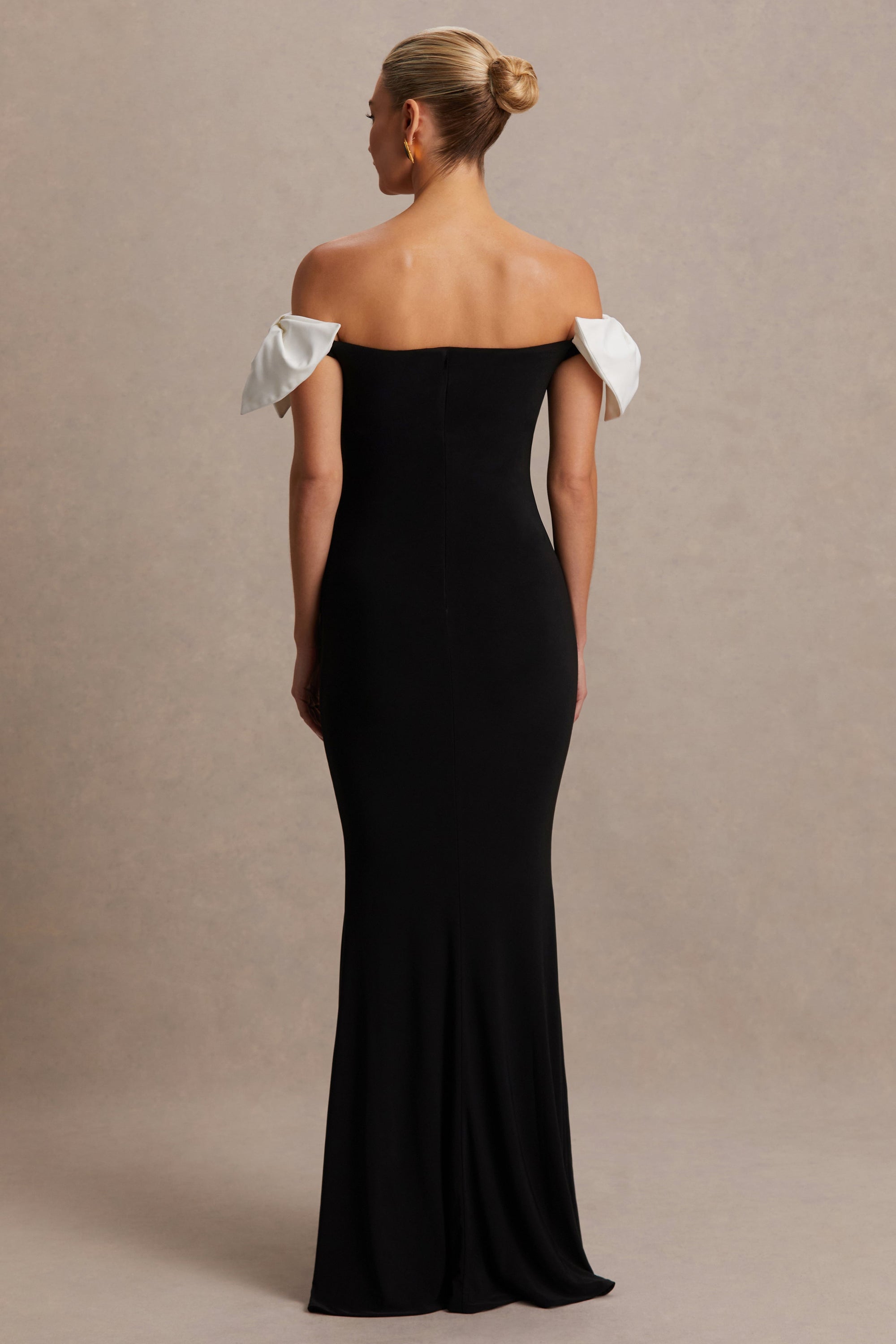 HR_CL136314240 - Didi Black & White Bardot Bow Detail Maternity Maxi Dress 06.jpg