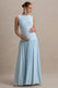 Outline | Powder Blue Crew-Neck Maternity Maxi Dress With Pleated Skirt - UK 8 / POWDER BLUE