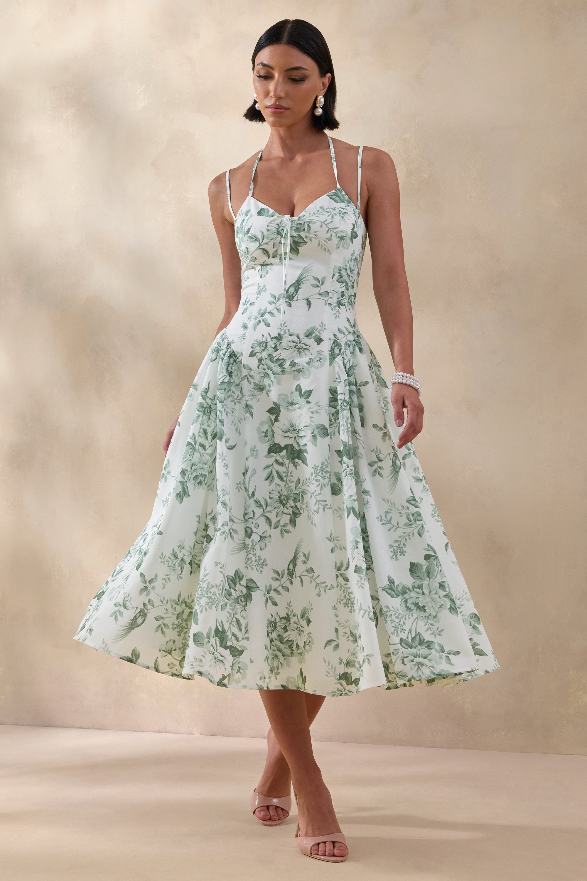ECM_HR_CL136497383 - Audrey | Green Floral Print Sweetheart-Neck Midi Dress With Ruching Detail 03.jpg