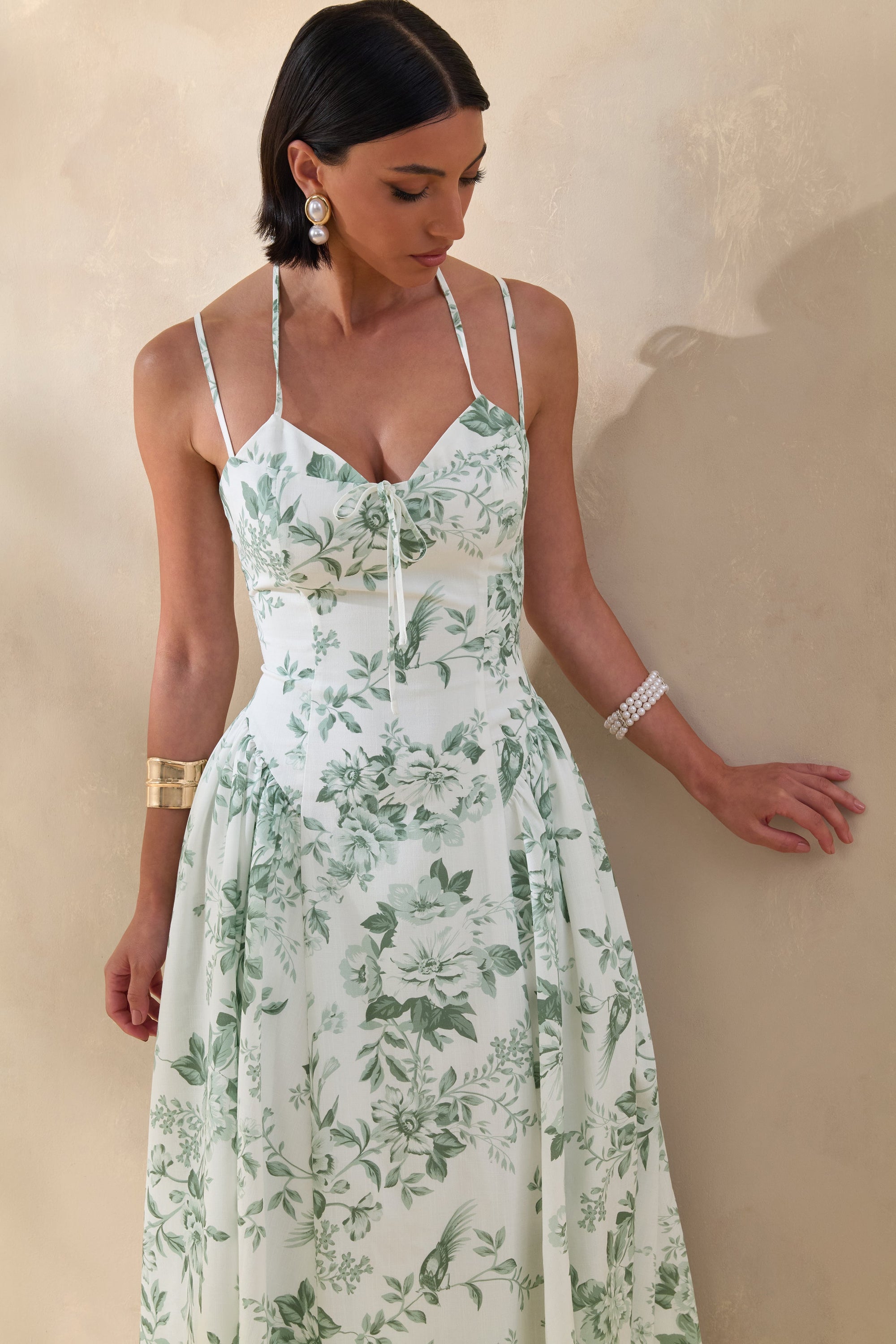 ECM_HR_CL136497383 - Audrey | Green Floral Print Sweetheart-Neck Midi Dress With Ruching Detail 05.jpg