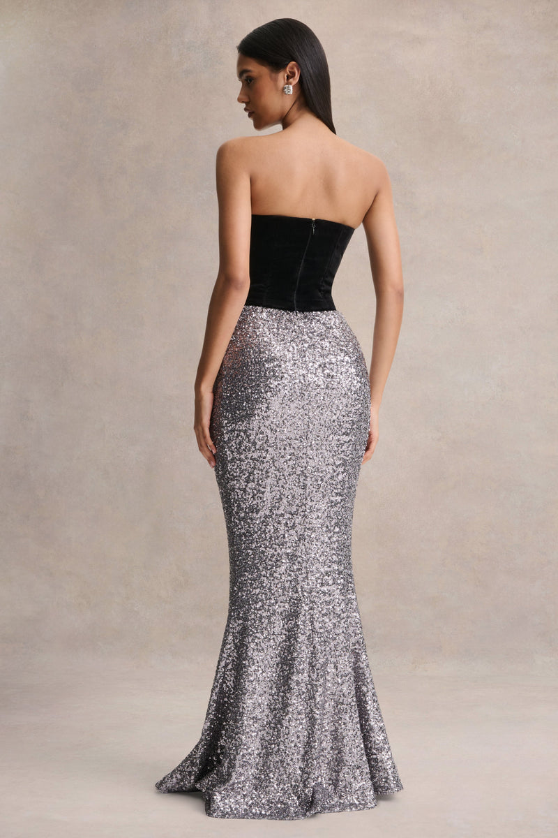 HR_CL136703437 - Aeris - Black Velvet And Silver Sequin Plunge-Neck Maxi Dress 06.jpg