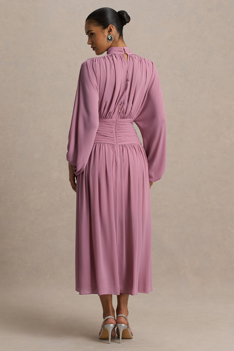 HR_CL136774462 - Annabel Dusty Pink High-Neck Midi Dress With Drop-Waist And Pleated Detailing 06.jpg