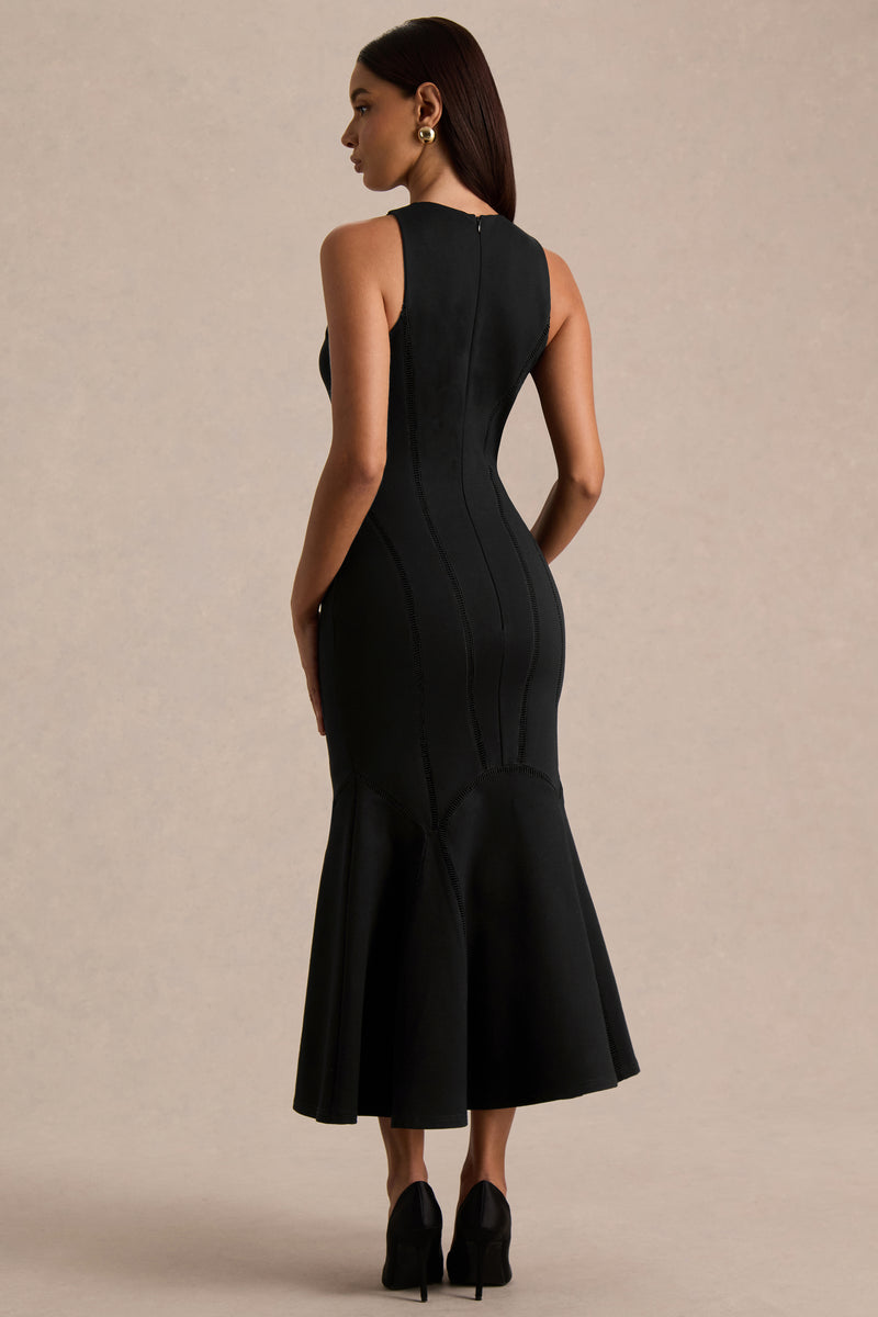 HR_CL136778002 - Sally Black Crew-Neck Midi Dress With Drop Waist And Pleated Detailing 06.jpg