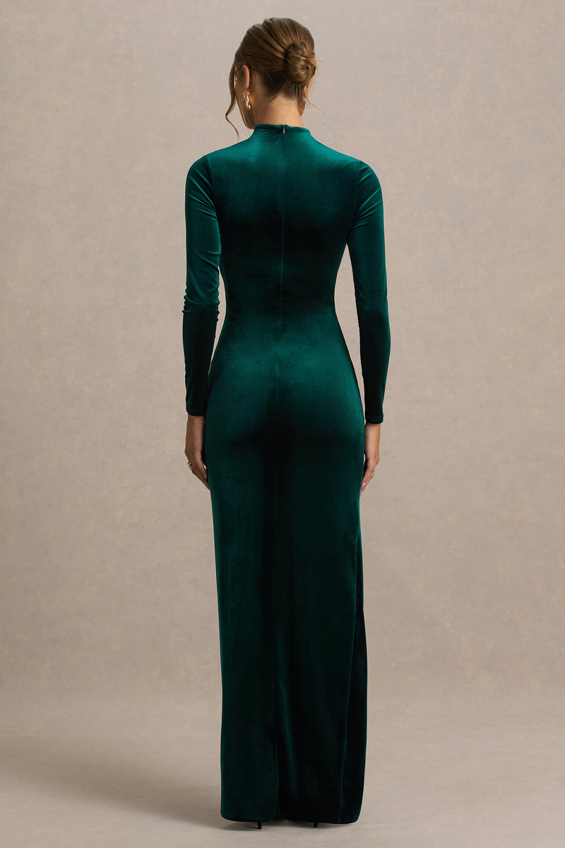 HRI_CL136900047 - Wishes Bottle Green Velvet High-Neck Maxi Dress With Wrap Skirt-- CAMILLY---CORE VELVETS AW25 06.jpg