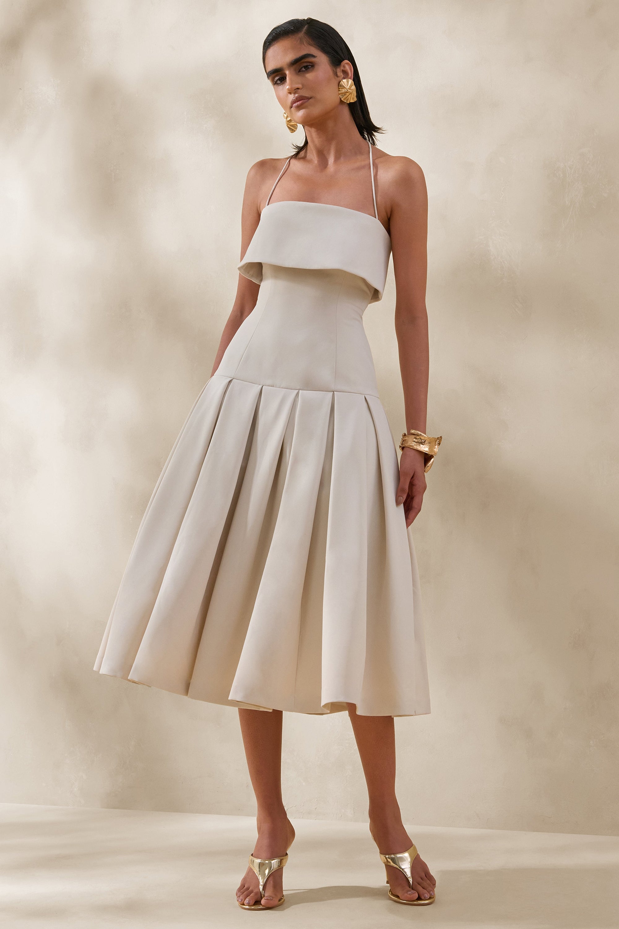 ECM_HR_CL137129111 - Dazira _ Cream Square-Neck Midi Dress With Drop-Waist 1.jpg
