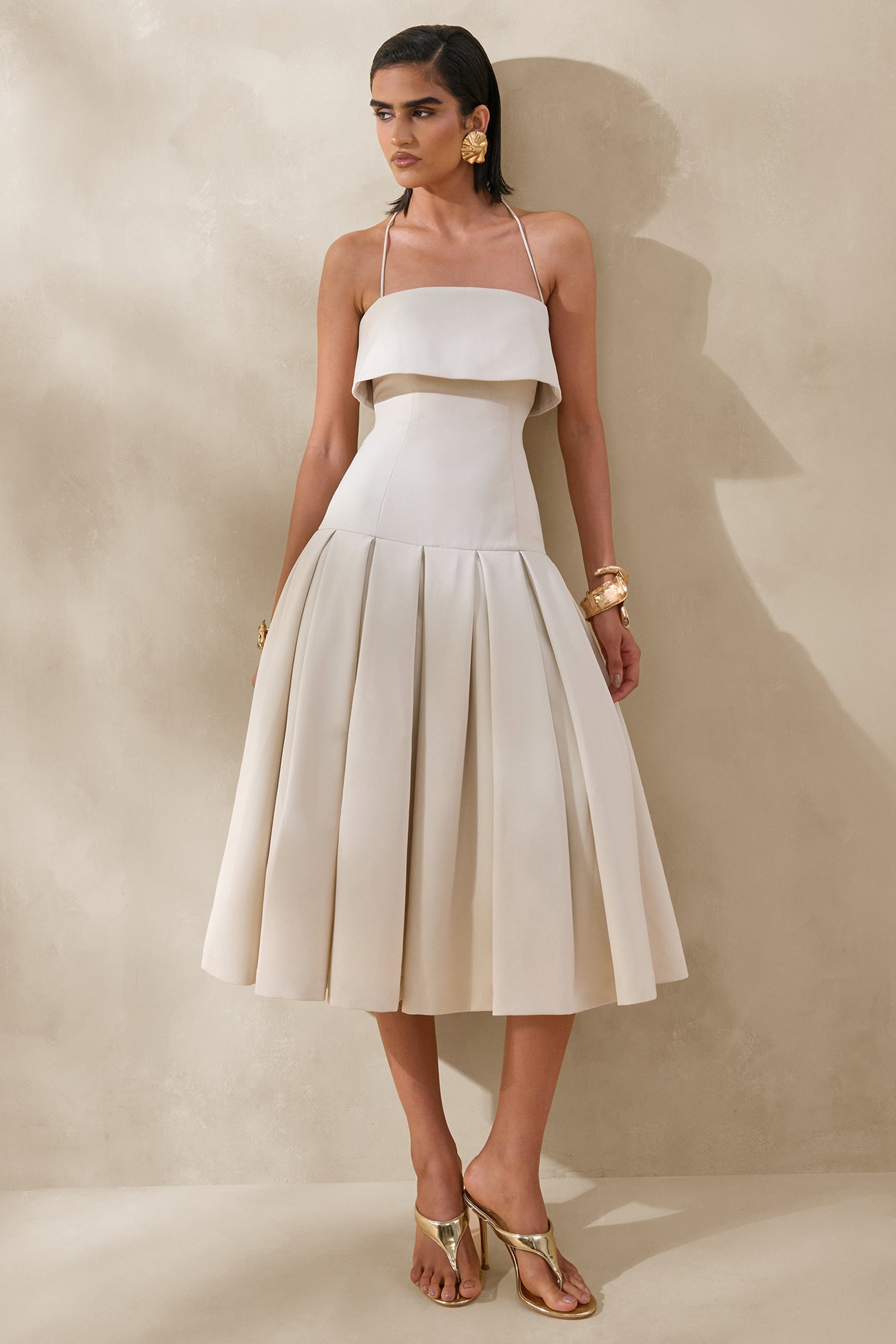 ECM_HR_CL137129111 - Dazira _ Cream Square-Neck Midi Dress With Drop-Waist 3.jpg
