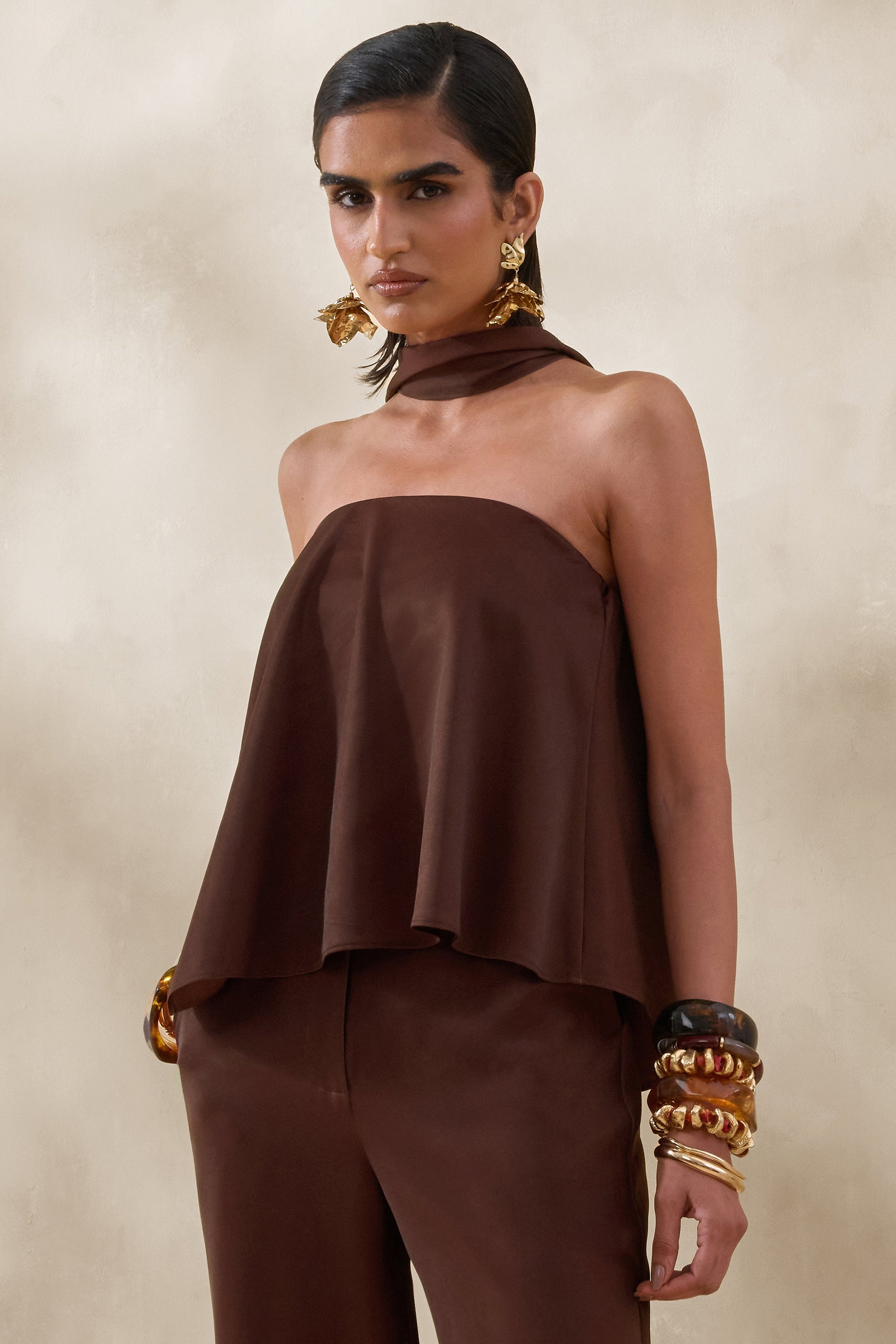 ECM_HR_CL137199022 - Evandra _ Brown Satin Bandeau Top With Scarf 0.jpg