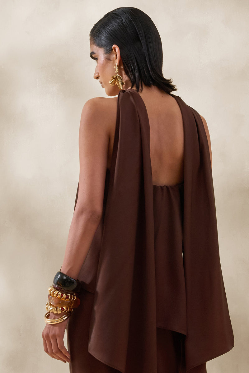 ECM_HR_CL137199022 - Evandra _ Brown Satin Bandeau Top With Scarf 6.jpg