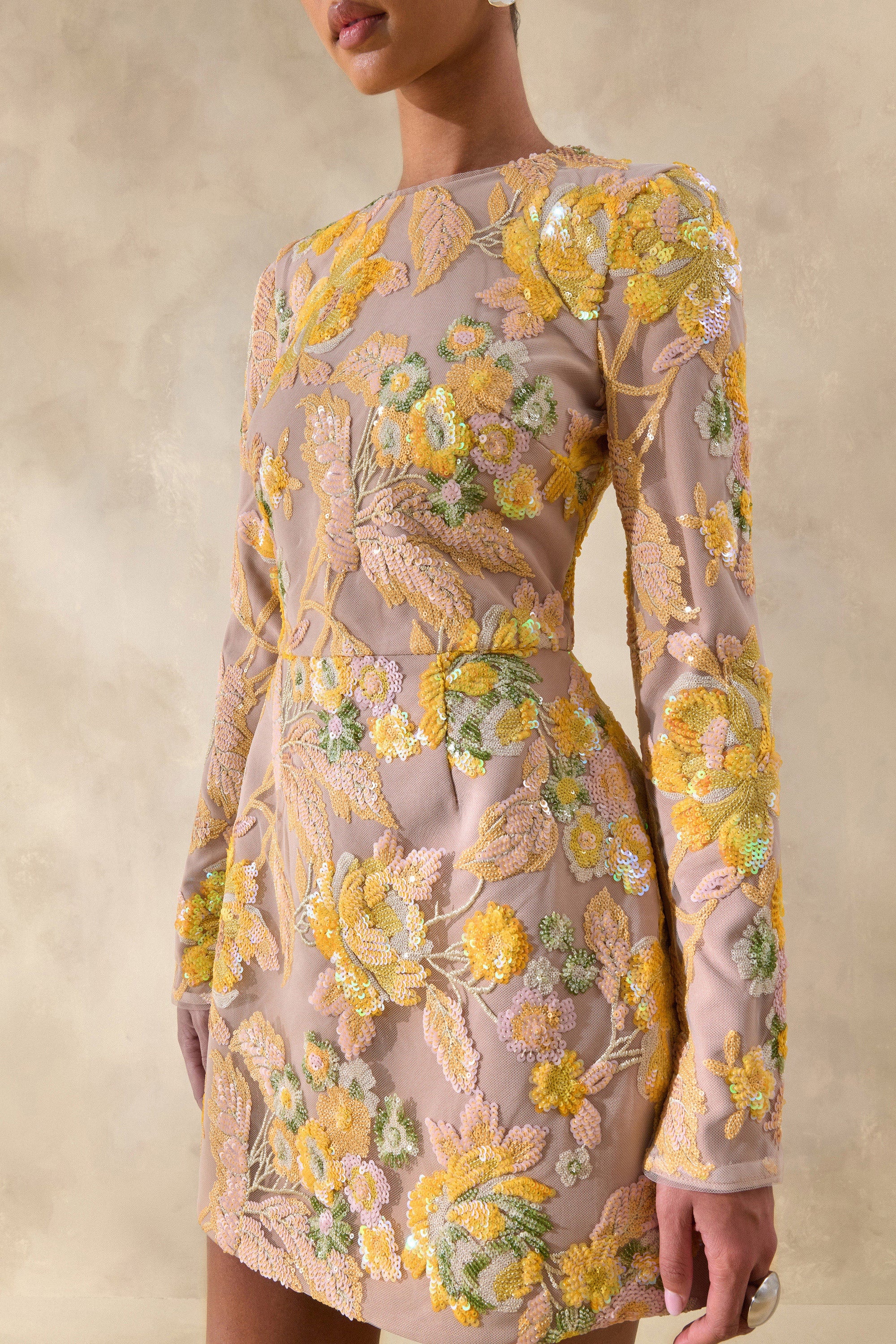 ECM_HR_CL137212121 - Merdia | Yellow Embellished Floral Crew-Neck Mini Dress 6.jpg