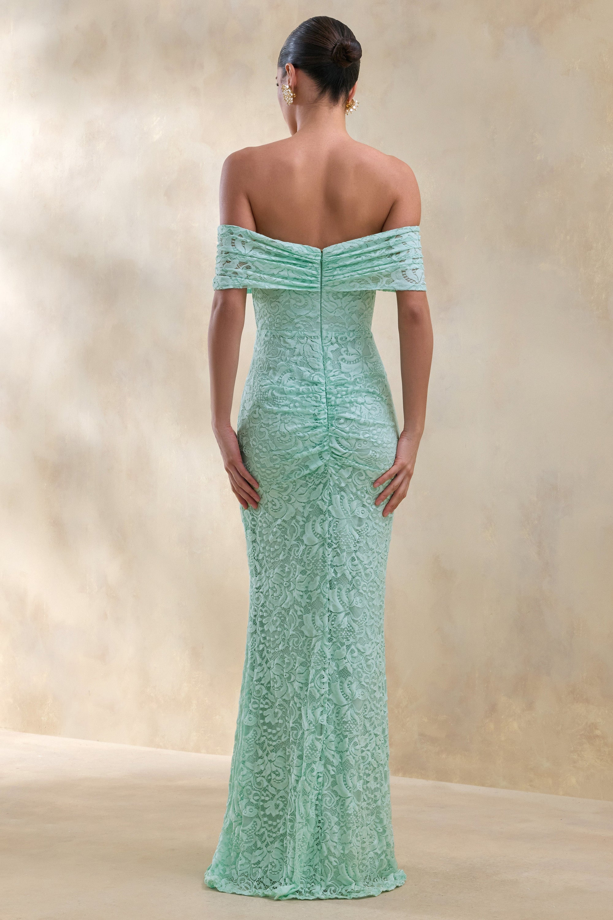 ECM_HR_CL137216032 Aries _ Mint Lace Bardot-Neck Maxi Dress With Gathered Detailing 1.jpg
