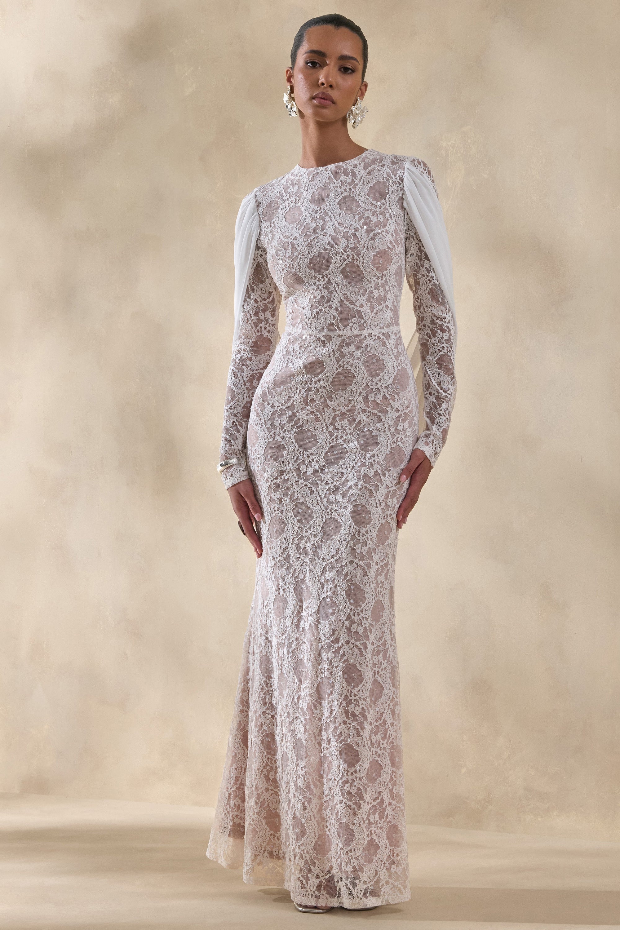 ECM_HR_CL137239110 - Nabina | White Lace Crew-Neck Maxi Dress With Draped Back-Detail 4.jpg
