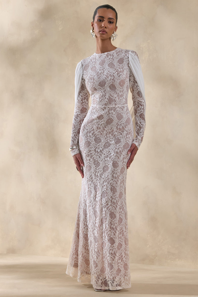 ECM_HR_CL137239110 - Nabina | White Lace Crew-Neck Maxi Dress With Draped Back-Detail 4.jpg