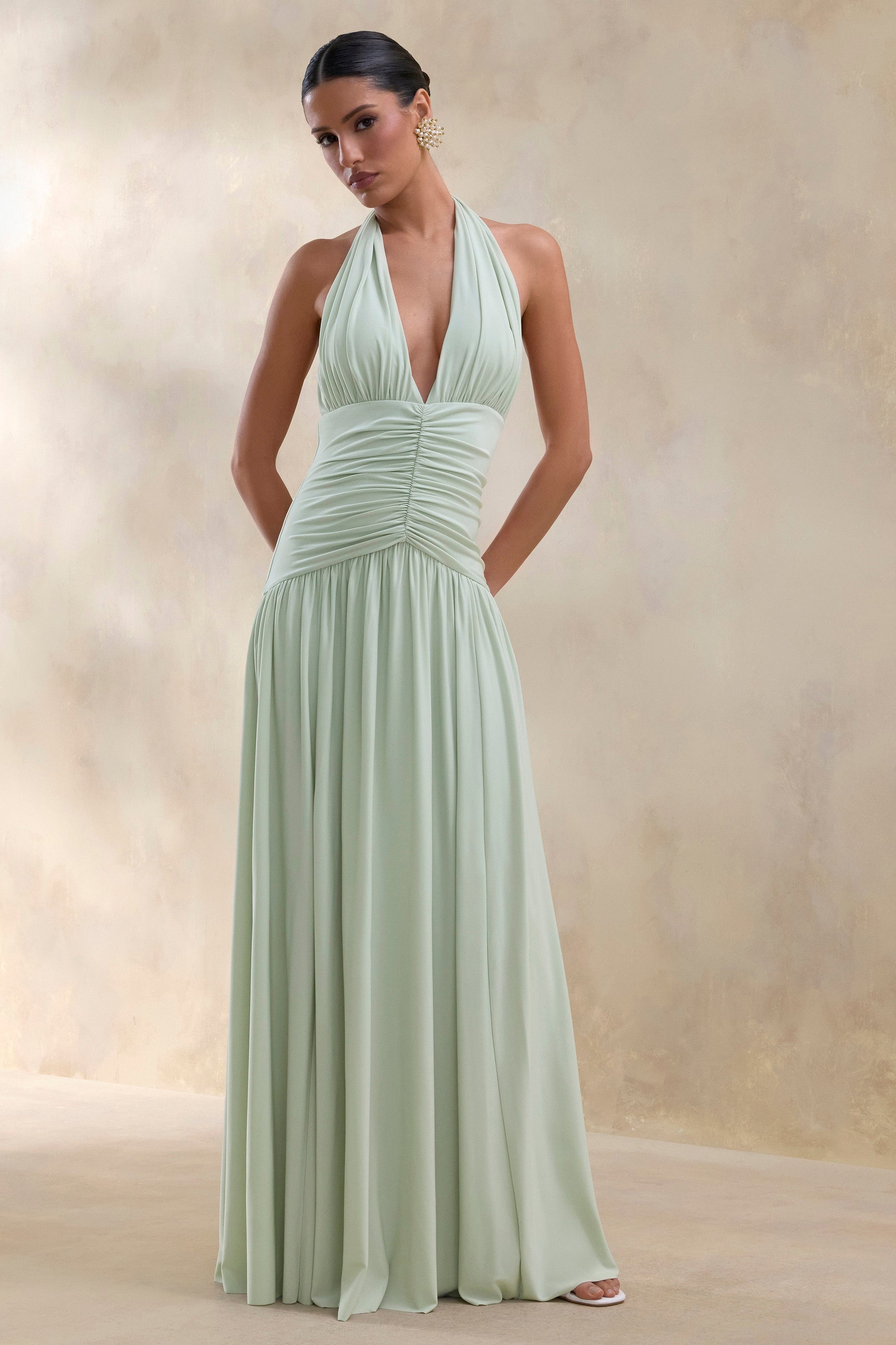ECM_HR_CL137280032 - Bettina _ Sage Plunge-Neck Maxi Dress With Gathered-Detailing 0.jpg